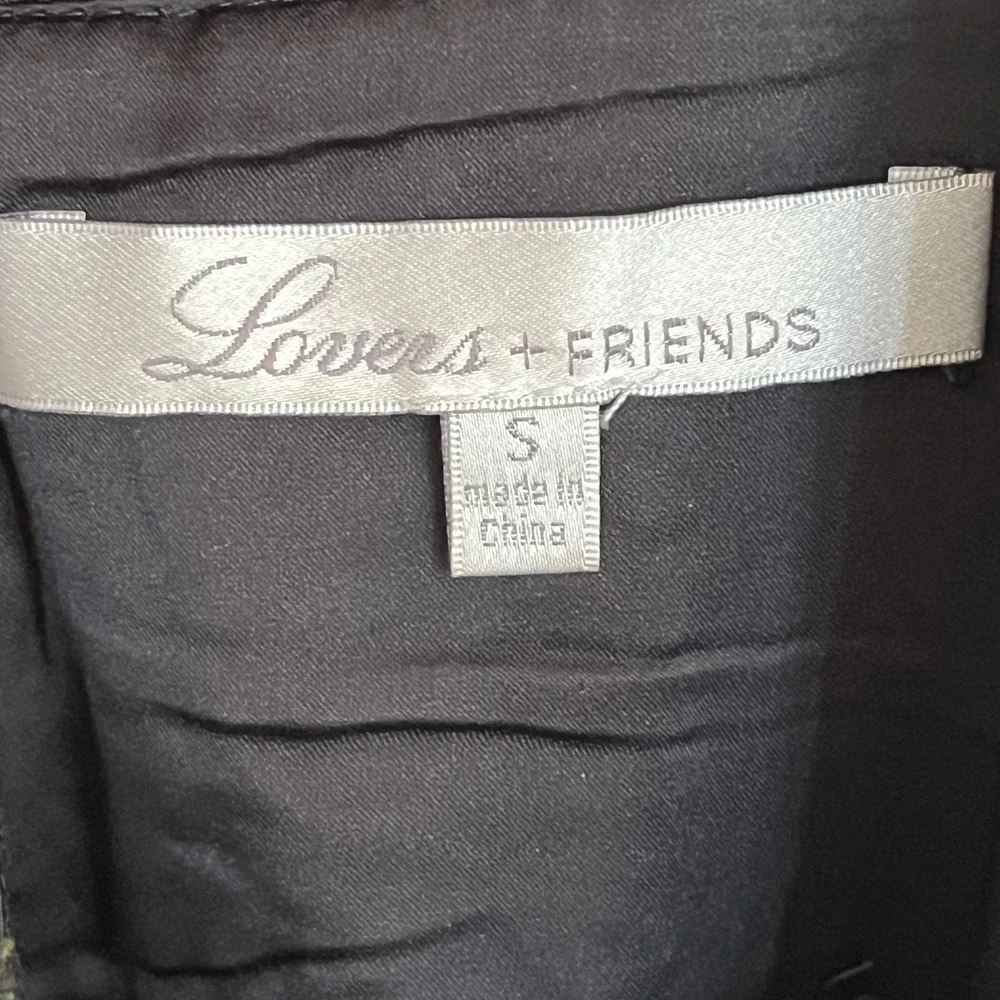 Lovers + Friends Black Floral Embroidered‎ Lace Jumpsuit Wide Leg V-Neck Small